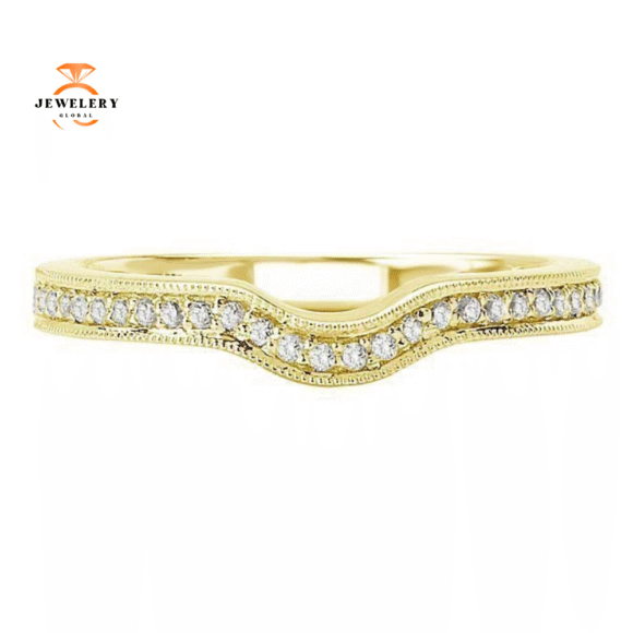 14KT GOLD 1/7 CTW ROUND DIAMOND NOTCHED MILGRAIN BAND - Image 5