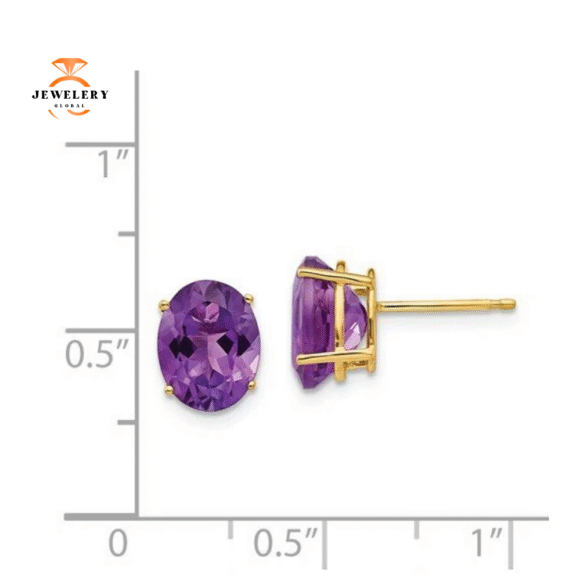 14KT GOLD 3.20 CTW OVAL AMETHYST EARRINGS - Image 4