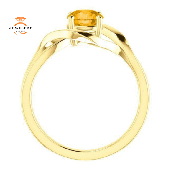 14KT GOLD 3/4 CT ROUND CITRINE INFINITY RING - Image 5