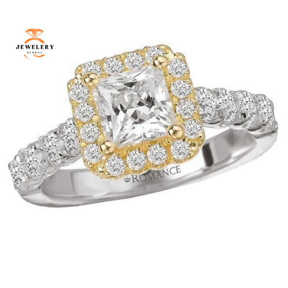 14KT GOLD 8/10 CTW DIAMOND SQUARE HALO SETTING FOR 1 CT PRINCESS - Image 3