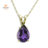 14KT GOLD PEAR SHAPE AMETHYST NECKLACE
