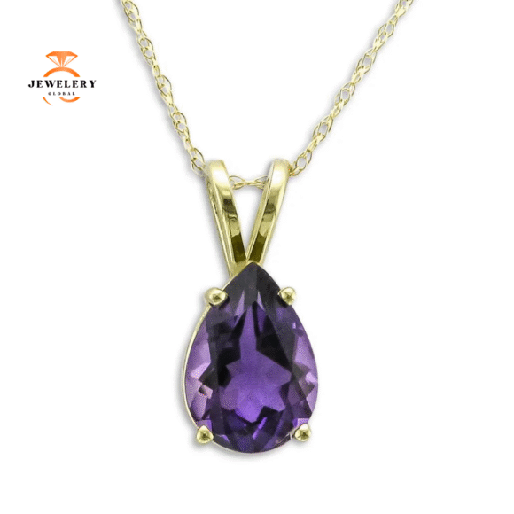 14KT GOLD PEAR SHAPE AMETHYST NECKLACE