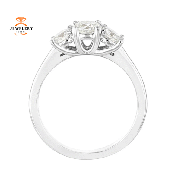14KT WHITE 1 CARAT DIAMOND 3 STONE RING - Image 3