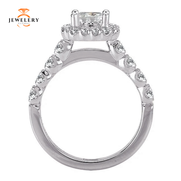 14KT 3/4 CTW DIAMOND CUSHION HALO SETTING FOR CUSHION OR ROUND - Image 11