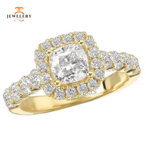 14KT 3/4 CTW DIAMOND CUSHION HALO SETTING FOR CUSHION OR ROUND - Image 12