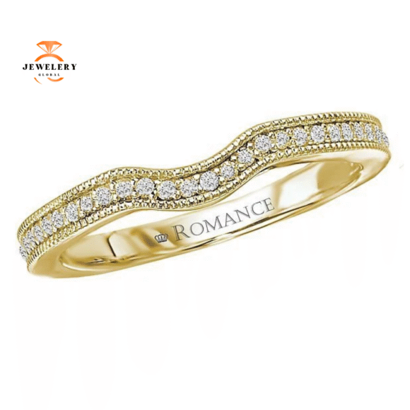 14KT GOLD 1/7 CTW ROUND DIAMOND NOTCHED MILGRAIN BAND - Image 4