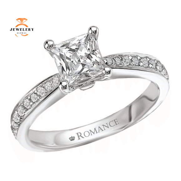 14KT GOLD 3/8 CTW TAPERED DIAMOND ACCENT SETTING FOR 1 CT PRINCESS