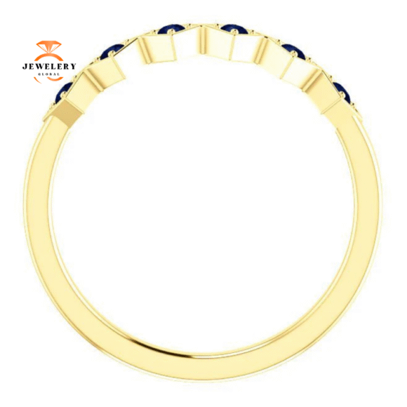14KT GOLD BLUE SAPPHIRE STACKABLE RING - Image 7
