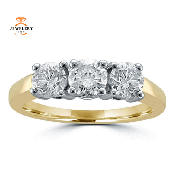 14KT Two-Tone Gold 1.00 CTW 3 Stone Diamond Ring