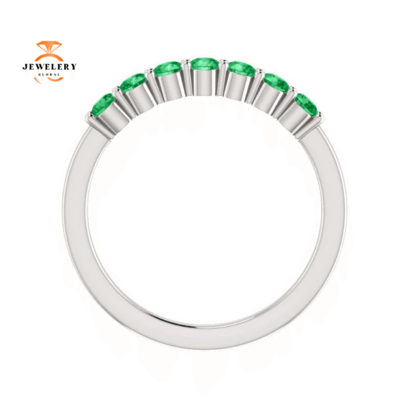 14KT GOLD 0.42 CTW EMERALD SHARED PRONG 7 STONE RING - Image 2
