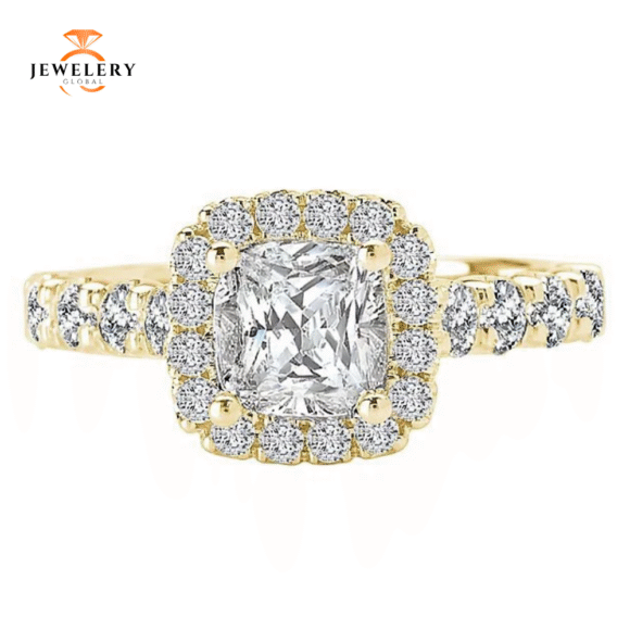 14KT 3/4 CTW DIAMOND CUSHION HALO SETTING FOR CUSHION OR ROUND - Image 13