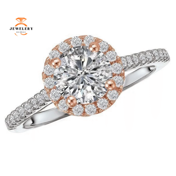 14KT Gold 1/4 CTW Diamond Round Halo Mounting For 1 Carat Round