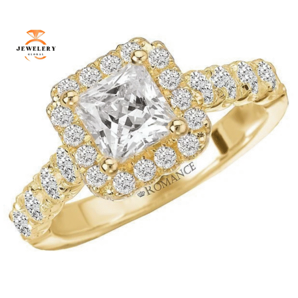 14KT GOLD 8/10 CTW DIAMOND SQUARE HALO SETTING FOR 1 CT PRINCESS - Image 5