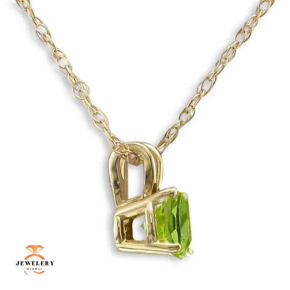 14KT GOLD .50 CT ROUND PERIDOT SOLITAIRE NECKLACE - Image 4