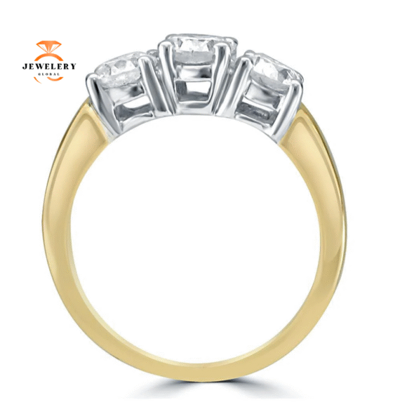 14KT Two-Tone Gold 1.00 CTW 3 Stone Diamond Ring - Image 2