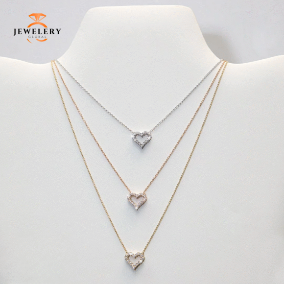14 KARAT GOLD 1/4 CTW DIAMOND HEART NECKLACE - Image 2