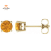 14KT GOLD 0.80 CARAT ROUND CITRINE EARRINGS