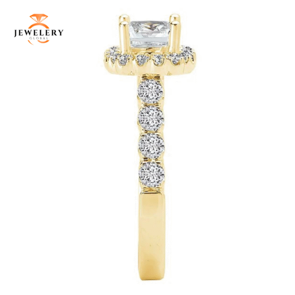 14KT 3/4 CTW DIAMOND CUSHION HALO SETTING FOR CUSHION OR ROUND - Image 14