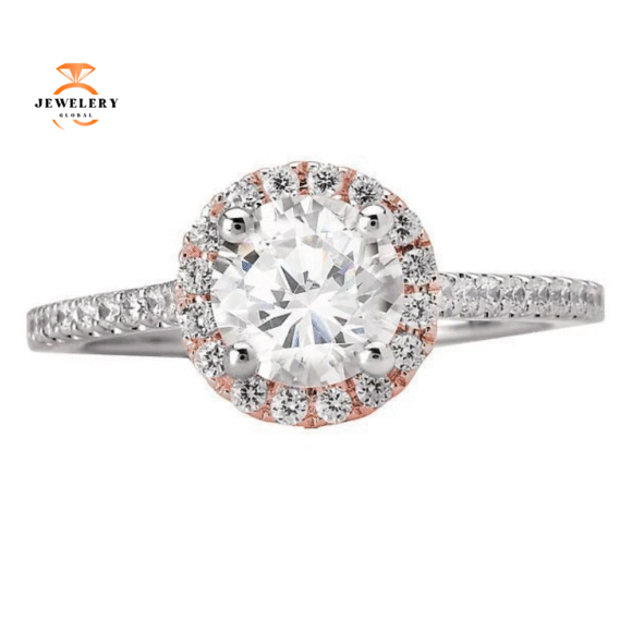14KT Gold 1/4 CTW Diamond Round Halo Mounting For 1 Carat Round - Image 2