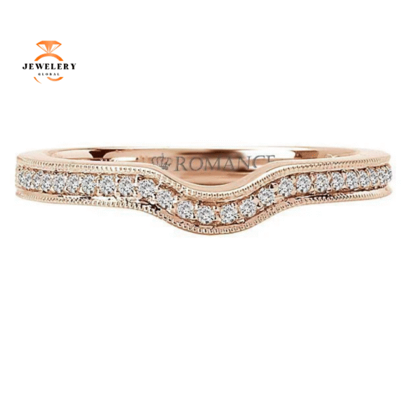 14KT GOLD 1/7 CTW ROUND DIAMOND NOTCHED MILGRAIN BAND - Image 8