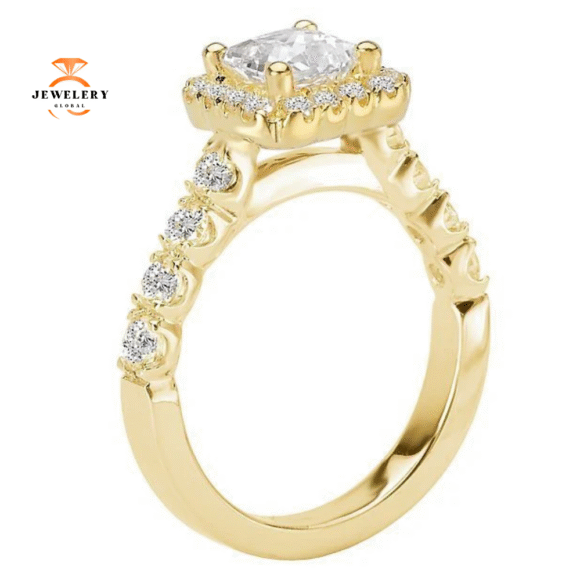 14KT GOLD 8/10 CTW DIAMOND SQUARE HALO SETTING FOR 1 CT PRINCESS - Image 6