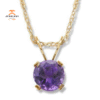 14KT GOLD ROUND AMETHYST NECKLACE