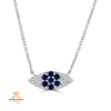 14KT GOLD SAPPHIRE & DIAMOND EVIL EYE NECKLACE