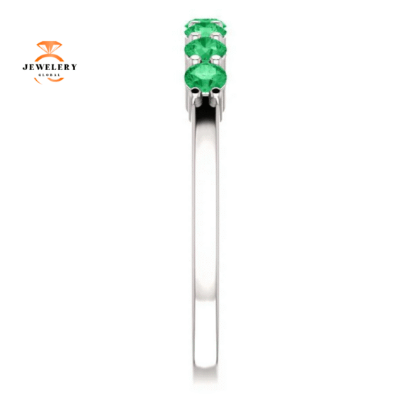 14KT GOLD 0.42 CTW EMERALD SHARED PRONG 7 STONE RING - Image 4