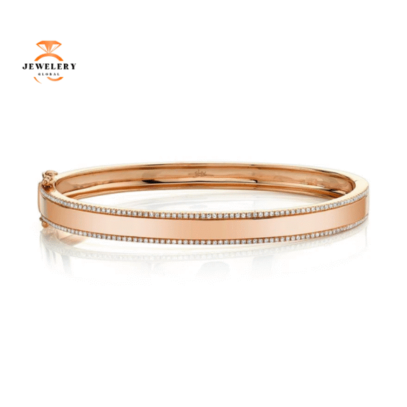 14KT Gold 1/2 CTW Diamond 2 Row Bangle Bracelet
