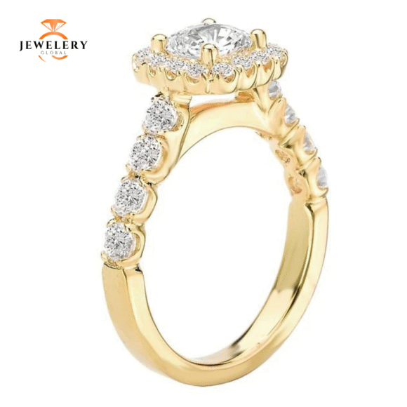 14KT 3/4 CTW DIAMOND CUSHION HALO SETTING FOR CUSHION OR ROUND - Image 15