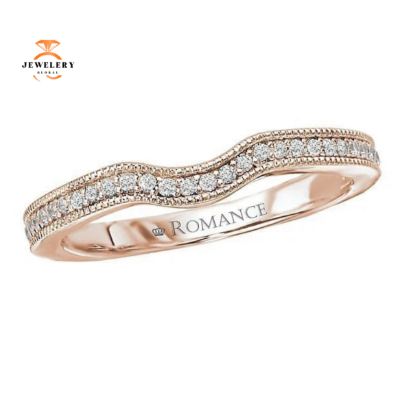 14KT GOLD 1/7 CTW ROUND DIAMOND NOTCHED MILGRAIN BAND - Image 7