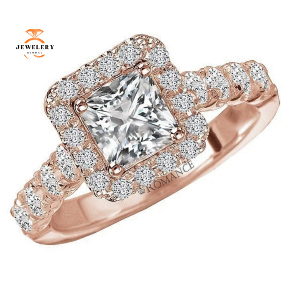 14KT GOLD 8/10 CTW DIAMOND SQUARE HALO SETTING FOR 1 CT PRINCESS - Image 7