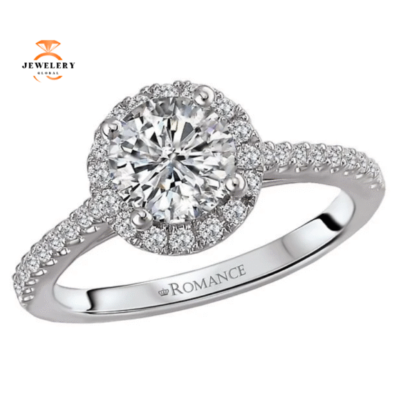 14KT Gold 1/4 CTW Diamond Round Halo Mounting For 1 Carat Round - Image 4