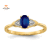 14KT OVAL SAPPHIRE & DIAMOND 3 STONE RING