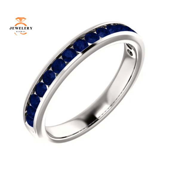 14KT GOLD 0.80 CTW BLUE SAPPHIRE CHANNEL-SET BAND