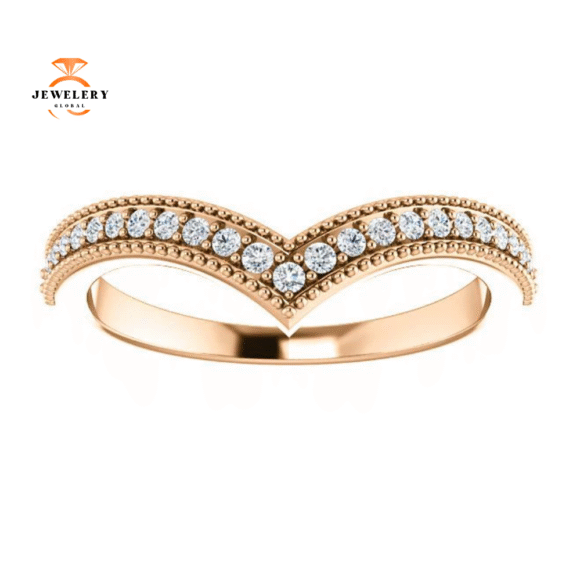 14KT GOLD 1/6 CTW DIAMOND STACABLE "V" RING - Image 2