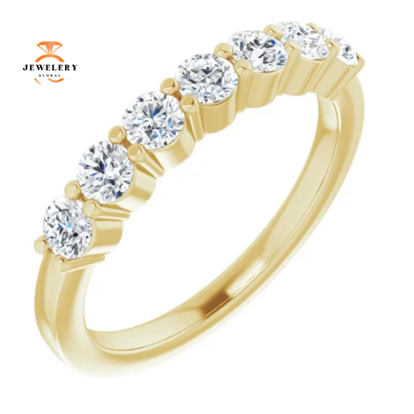 14KT Gold 3/4 CTW Round Diamond 7 Stone Band - Image 7