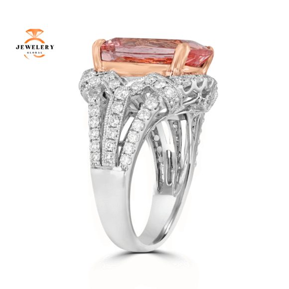 14KT TWO-TONE GOLD 6.17 CT MORGANITE & 1.35 CTW DIAMOND FASHION RING - Image 3