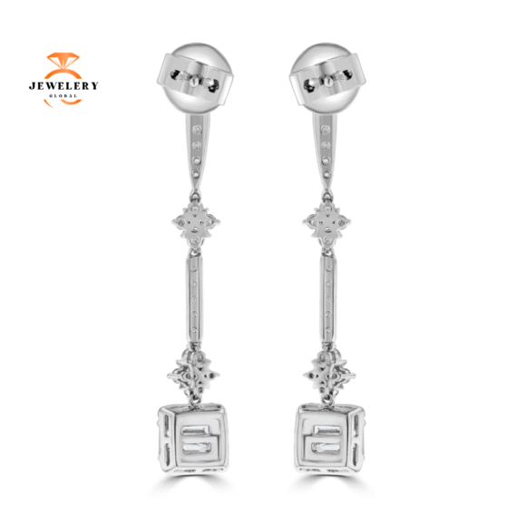 14KT WHITE GOLD 0.62 CTW & 0.56 CTW DIAMOND DROP EARRINGS - Image 3