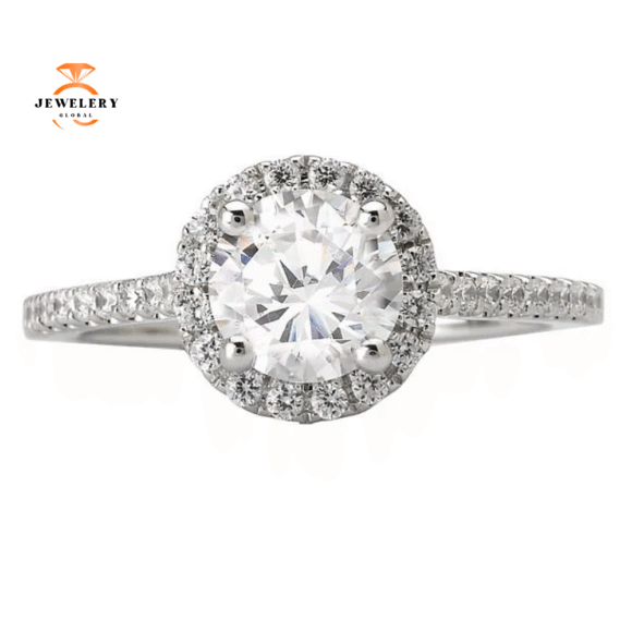 14KT Gold 1/4 CTW Diamond Round Halo Mounting For 1 Carat Round - Image 5