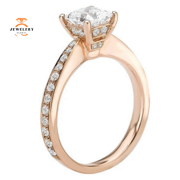 14KT GOLD 3/8 CTW TAPERED DIAMOND ACCENT SETTING FOR 1 CT PRINCESS - Image 6