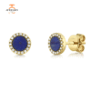 14KT Gold .51 CT Lapis & .08 CTW Diamond Halo Earrings
