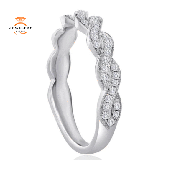 14KT Gold 1/3 CTW Round Diamond Pave Twist Band - Image 2