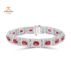 14KT GOLD 9.63 CTW RUBY & 6.30 CTW DIAMOND HALO BRACELET