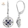 14KT GOLD SAPPHIRE & DIAMOND GRANULATED FILIGREE EARRINGS