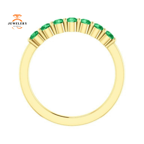14KT GOLD 0.42 CTW EMERALD SHARED PRONG 7 STONE RING - Image 13