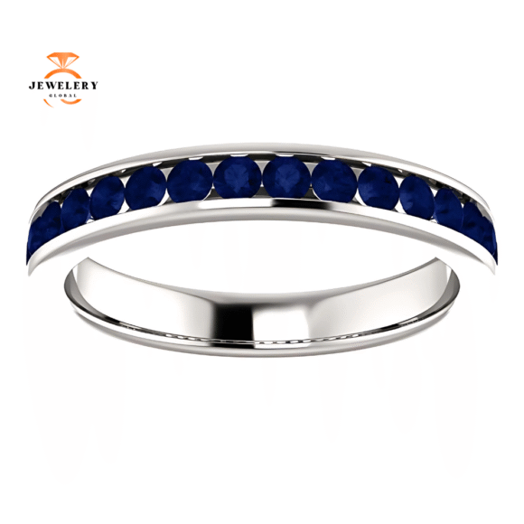 14KT GOLD 0.80 CTW BLUE SAPPHIRE CHANNEL-SET BAND - Image 3