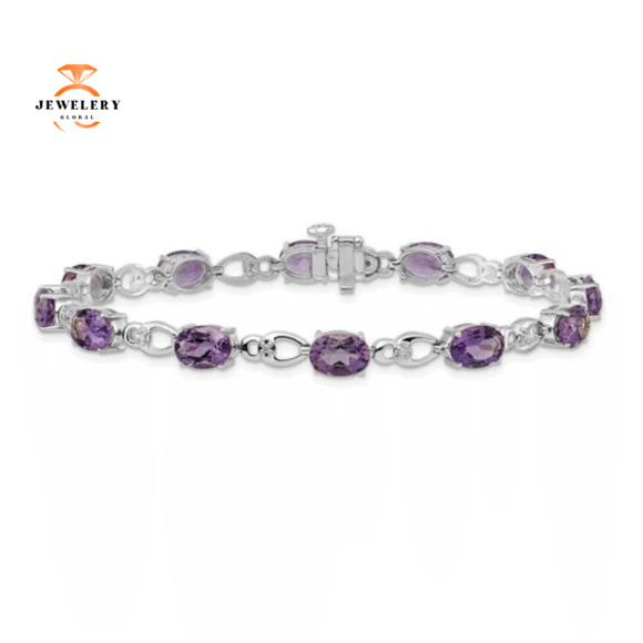 14KT WHITE AMETHYST & DIAMOND BRACELET