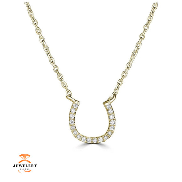 14KT GOLD 1/20 CTW DIAMOND HORSESHOE NECKLACE - Image 2