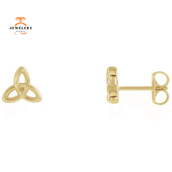 14KT Gold Celtic-Inspired Trinity Earrings - Image 3